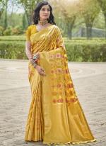 Organza Lemon Yellow Festival Wear Weaving Saree